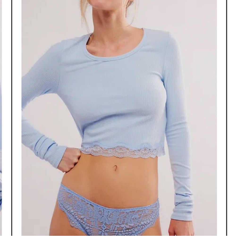 NWOT Free People Intimately Classic Twist Long Sleeve Small in Ballad Blue New